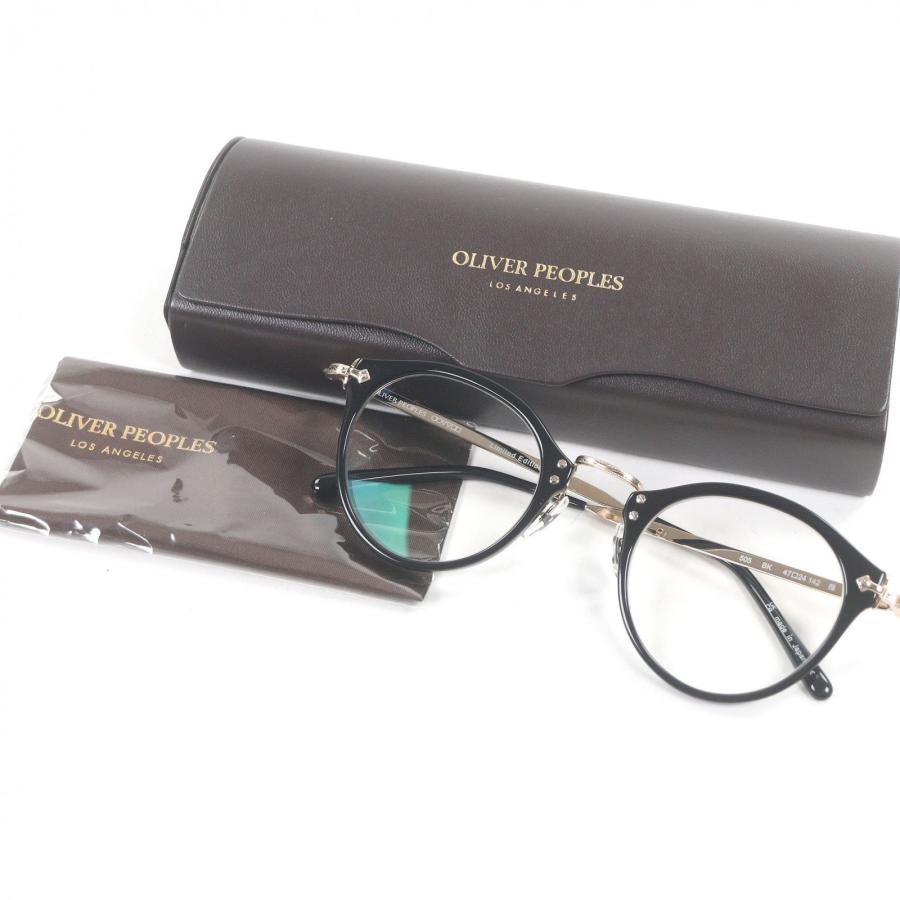 未使用品□OLIVER PEOPLES オリバーピープルズ 雅 505 Limited Edition ボストンフレーム メガネ 眼鏡 アイウェア ブラック ゴールド 47□24-142 保存袋・ケース付き 日本製 メンズ OLIVER PEOPLES（オリバーピープルズ） 美品□OLIVER PEOPLES 505