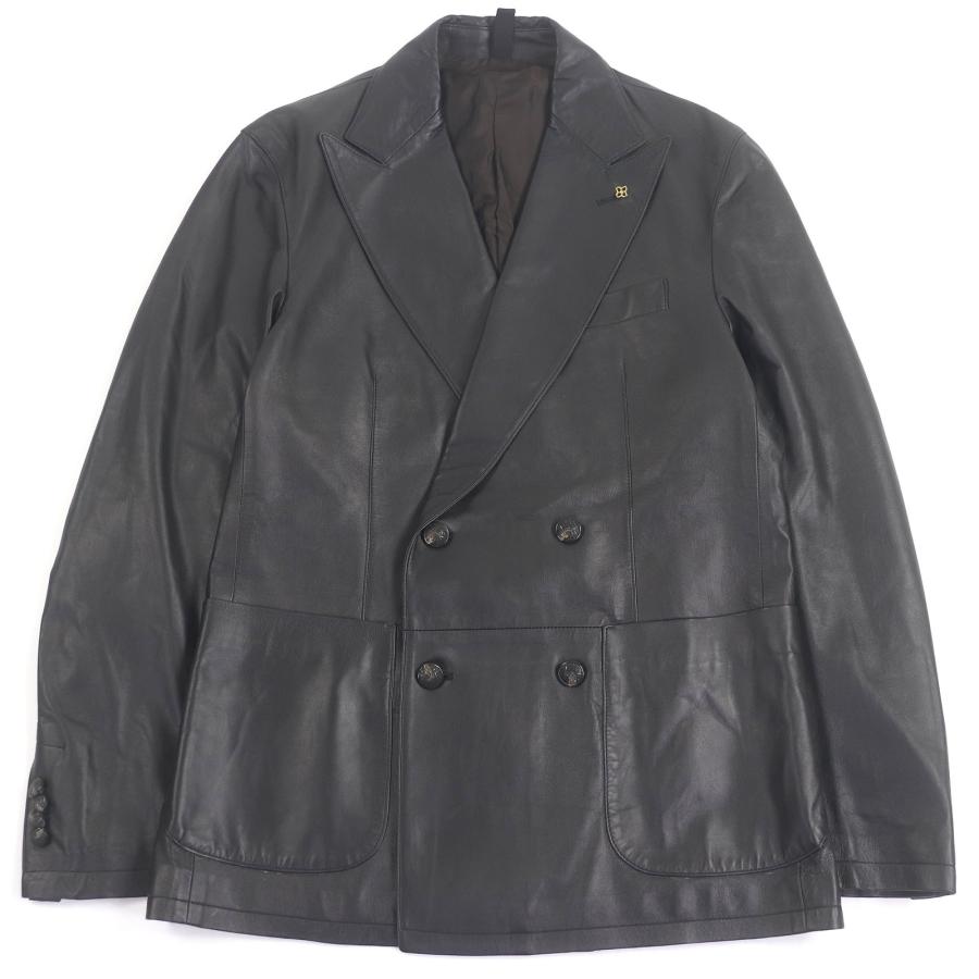 極美品□TAGLIATORE タリアトーレ PIERL ラムレザー ブートニエール ピークドラペル テーラードジャケット 黒 48 イタリア製 メンズ 極美品□TAGLIATORE タリアトーレ PIERL ラムレザー ブートニエール