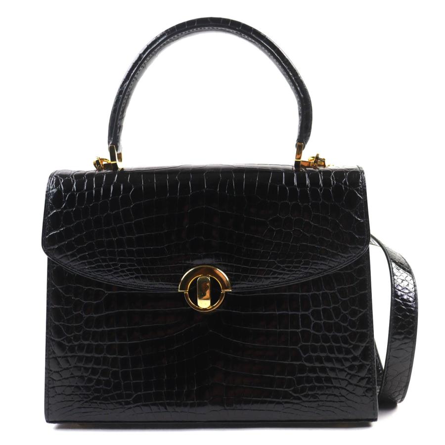 美品◇KWANPEN クワンペン シャイニークロコダイルレザー 2WAY