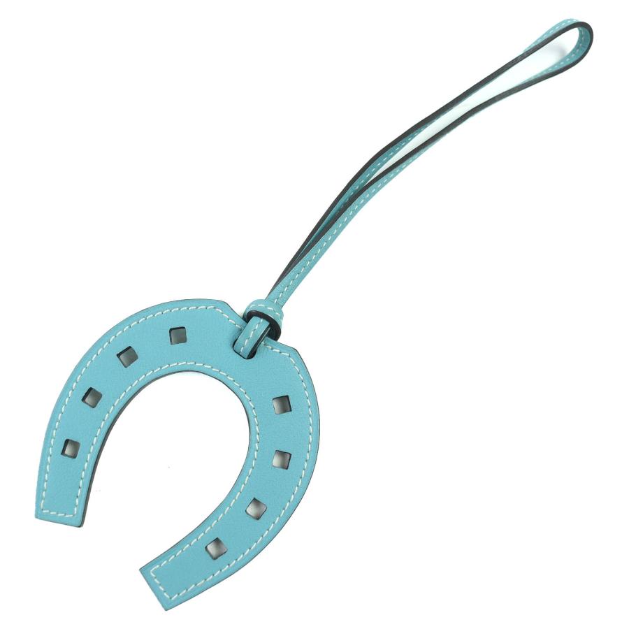 未使用品△HERMES エルメス パドック フェール ア シュバル レザー 馬蹄モチーフ ホースシュー バッグチャーム ターコイズブルー系 箱付 HERMES（エルメス） 未使用品△HERMES パドック フェール ア シュバル