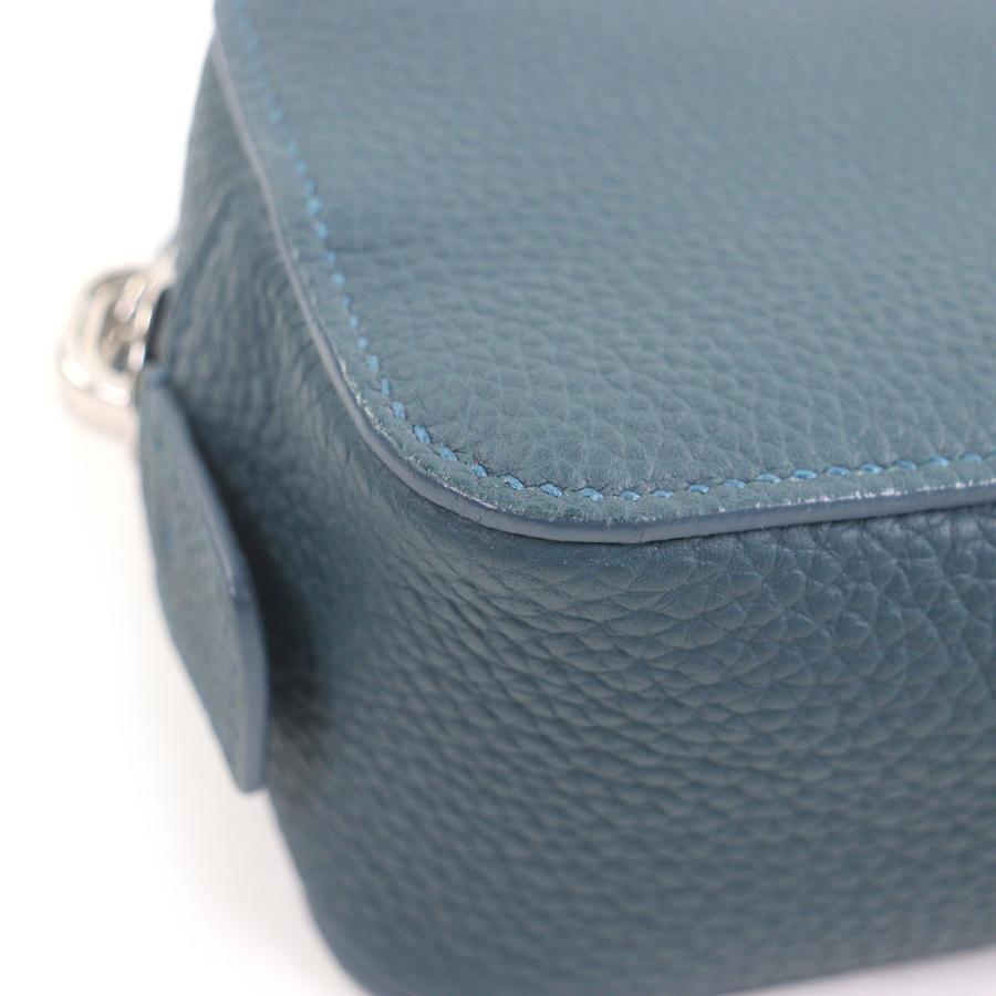 極美品□MAISON TAKUYA メゾンタクヤ ラムレザー ロゴ入り トラベルポーチ ミニポーチ ピーコックブルー 保存袋付き メンズ 定価47300円_5