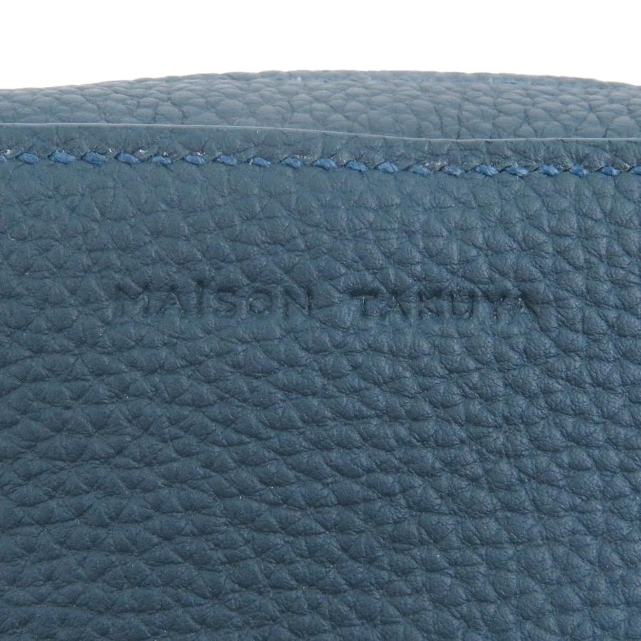 極美品□MAISON TAKUYA メゾンタクヤ ラムレザー ロゴ入り トラベルポーチ ミニポーチ ピーコックブルー 保存袋付き メンズ 定価47300円_7