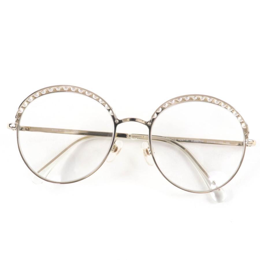 極美品☆CHANEL シャネル 4247 ココマーク フェイクパール サングラス 伊達メガネ 眼鏡 アイウェア ゴールド 52□19 135 レディース CHANEL（シャネル） 極美品☆CHANEL 4247 ココマーク フェイクパール