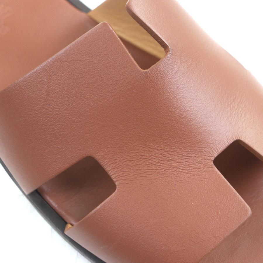 美品▼HERMES エルメス イズミール レザー Hモチーフ スライドサンダル ブラウン 41 箱・保存袋付き イタリア製 メンズ HERMES（エルメス） 美品▽HERMES イズミール レザー Hモチーフ