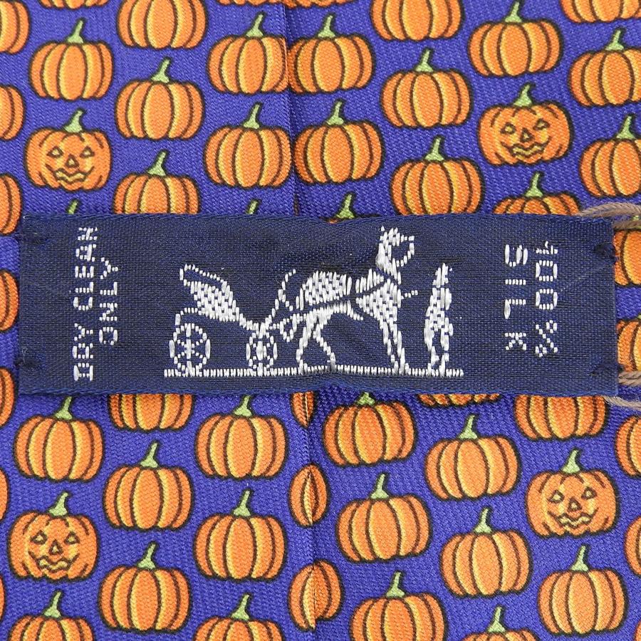 未使用品▲HERMES エルメス シルク100％ アミラルシトルイユ パンプキン柄 ネクタイ 箱付き フランス製 メンズ HERMES（エルメス） 未使用品△HERMES シルク100％ アミラルシトルイユ