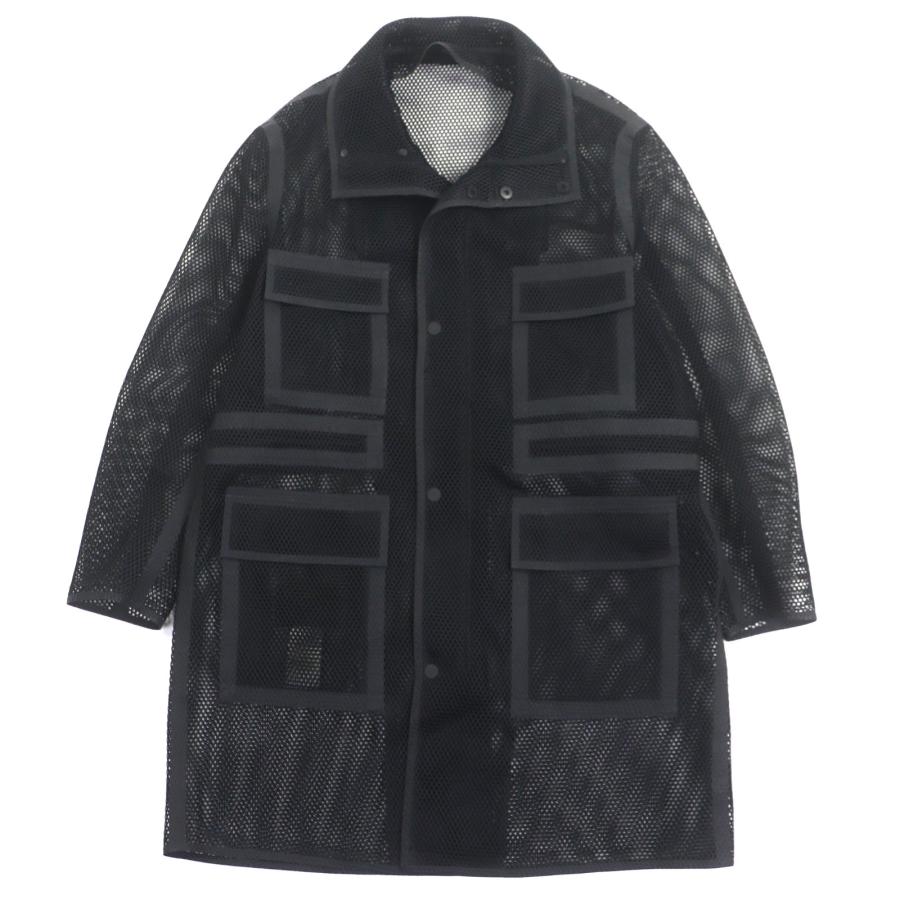 極美品▼FENDI フェンディ FF0267 バックロゴ ダブルジップアップ メッシュコート ブラック 50 イタリア製 正規品 メンズ FENDI（フェンディ） 極美品▽FENDI FF0267 バックロゴ ダブルジップ