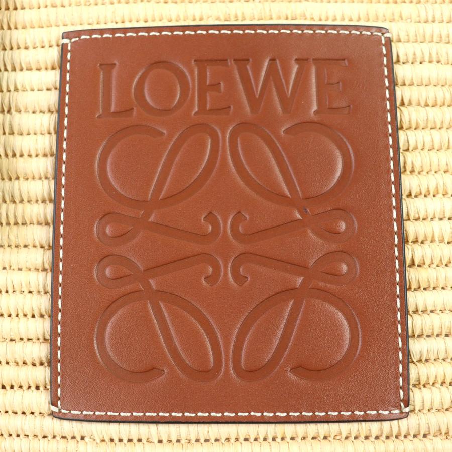 極美品△LOEWE ロエベ A223099X02 スクエア バスケットバッグ スモール ラフィア レザー使い アナグラム カゴバック ナチュラル ピーカンの画像