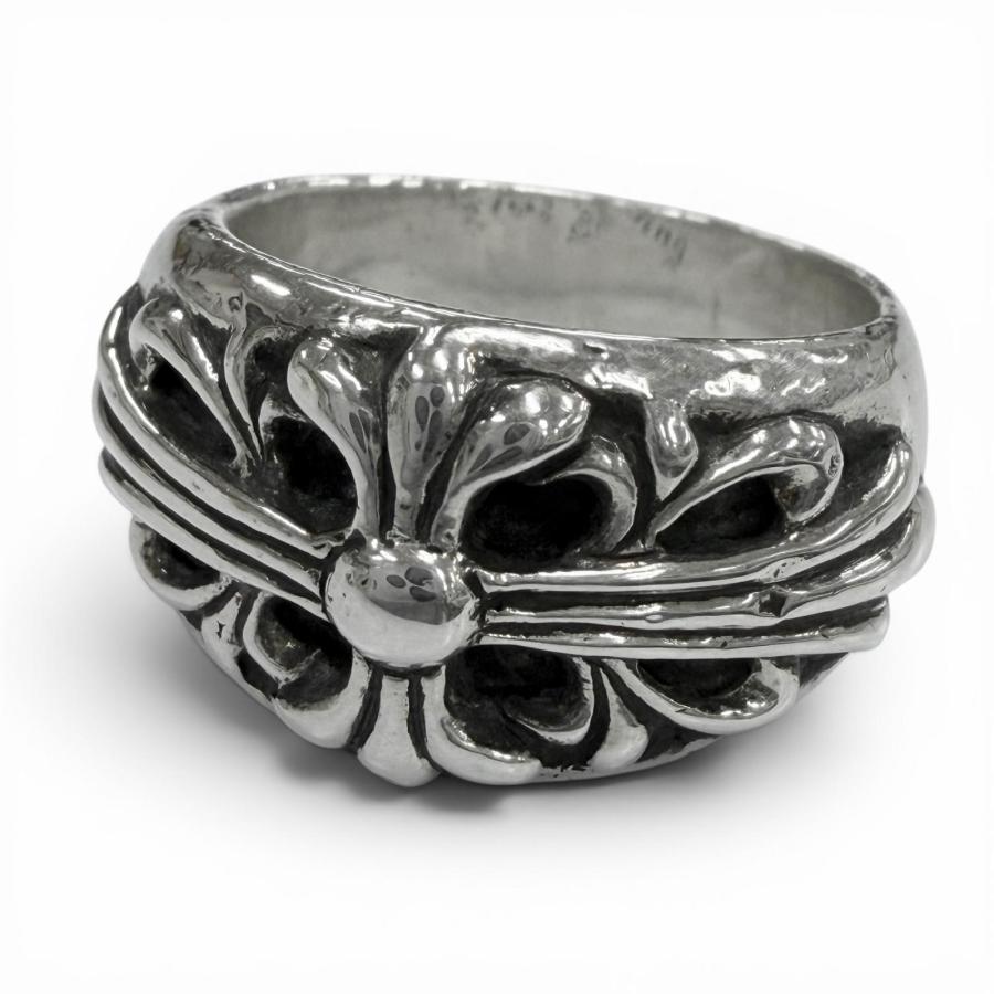 美品▽CHROME HEARTS クロムハーツ フローラルクロス 925 リング 指輪 