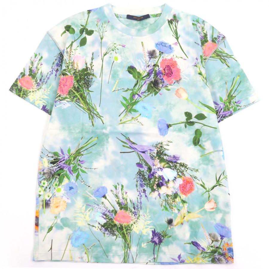 極美品□LOUIS VUITTON ルイヴィトン 20SS インサイドアウト フラワー プリンテッドエンブロイダリー Ｔシャツ ブルー XS 伊製 正規品 LOUIS VUITTON（ルイ・ヴィトン） 極美品□LOUIS VUITTON 20SS
