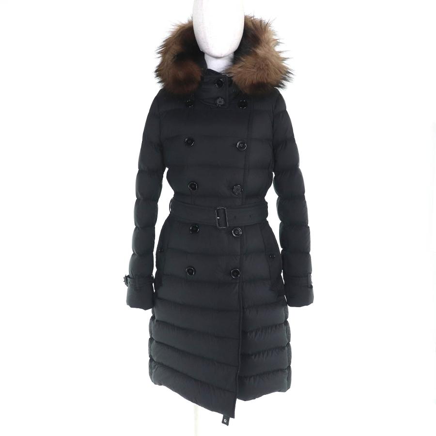BURBERRY バーバリー 黒 ロング ダウンコート ノバチェック BURBERRY（バーバリー） 美品△BURBERRY 8021881 裏地ノバチェック柄