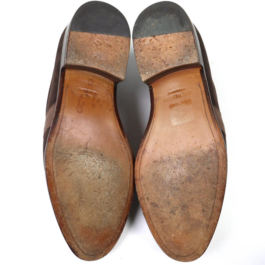 【ドンドン見直し】美品△J.M WESTON ジェイエムウエストン 394 S18ラスト スウェードレザー タキシード ローファー ダークブラウン 6.5D_6
