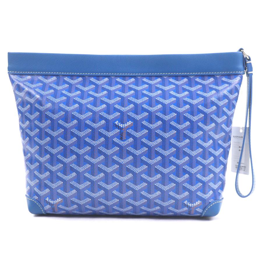 未使用品▼GOYARD ゴヤール CONTIPPMLTY01CL01P コンティポーチ レザー使い 総柄 ストラップ付き クラッチバッグ ブルー 保存袋付 メンズ GOYARD（ゴヤール） 未使用品▽GOYARD CONTIPPMLTY01CL01P コンティ