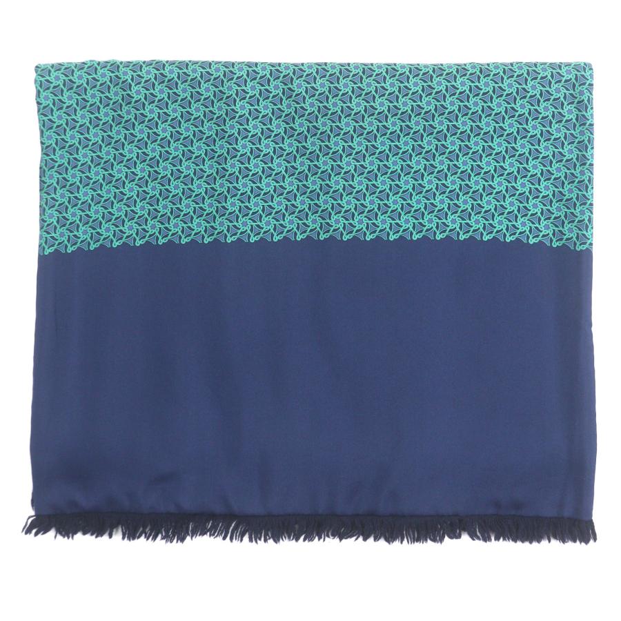 HERMES（エルメス） 極美品▽HERMES シルク アンゴラ 総柄 フリンジ