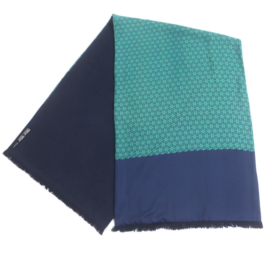 HERMES（エルメス） 極美品▽HERMES シルク アンゴラ 総柄 フリンジ