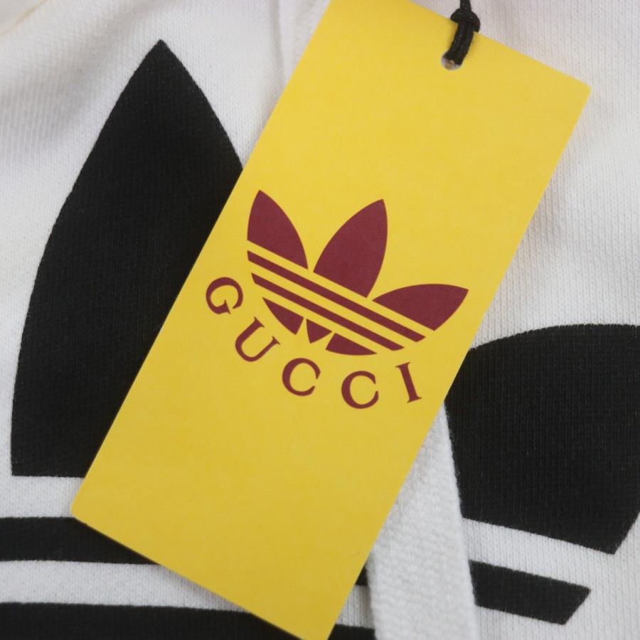 未使用品▼GUCCI   グッチ アディダス 23SS 717427 コットン100% ロゴプリント プルオーバー パーカー ホワイト S イタリア製 正規品 メンズ 未使用品▽GUCCI adidas グッチ アディダス 23SS 717427 コットン100