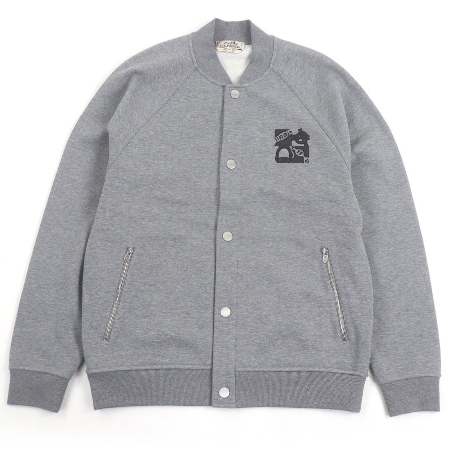 極美品□HERMES エルメス 2024年製 H467830HA QUATERB H セリエボタン ラムレザーパッチ スタジャン グレー XS イタリア製 正規品 メンズ HERMES（エルメス） 極美品□HERMES 2024年製 H467830HA QUATERB H