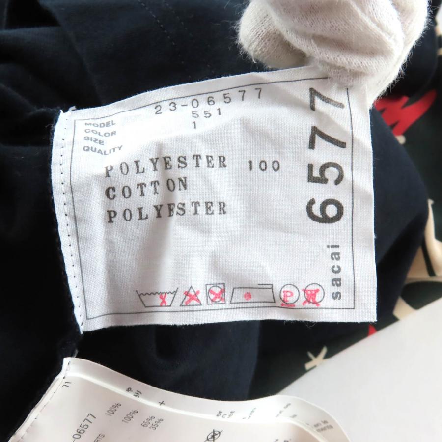 極美品★Sacai サカイ 23SS 23-06577 エリックヘイズ  レイヤードデザイン パネルブラウス トップス グリーン 1 日本製 正規品 レディース sacai（サカイ） 極美品☆Sacai 23SS 23-06577 エリックヘイズ