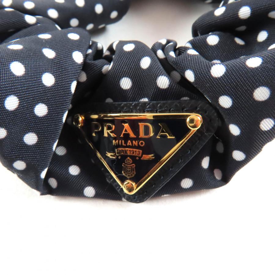 PRADA（プラダ） 極美品☆PRADA 1IF015 シュシュ ブラック ドット