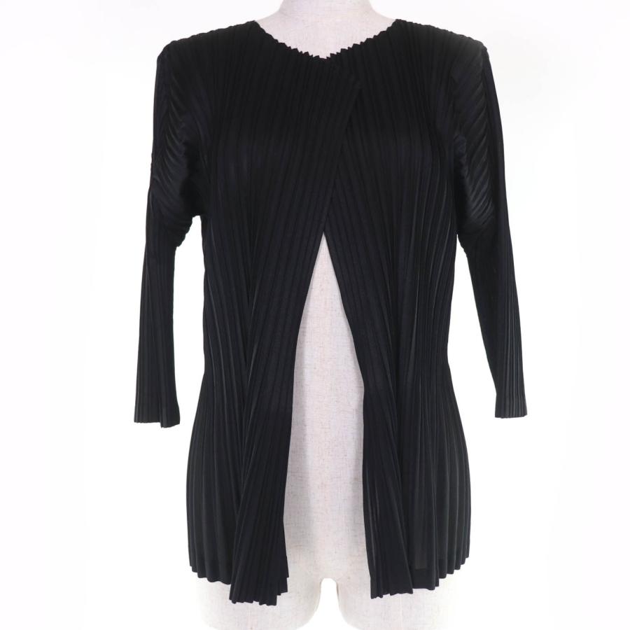 極美品 ISSEY MIYAKE イッセイミヤケ PLEATS PLEASE プリーツプリーズ カーディガン ブラック サイズM PLEATS PLEASE ISSEY MIYAKE - 美品プリーツプリーズロング