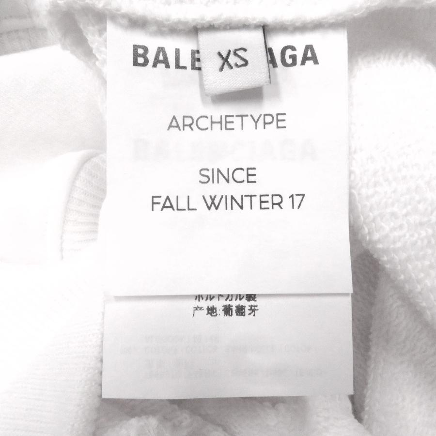 極美品□BALENCIAGA バレンシアガ 528351 コットン100％ ロゴプリント プルオーバーパーカー フーディー ホワイト XS 正規品 メンズ_5