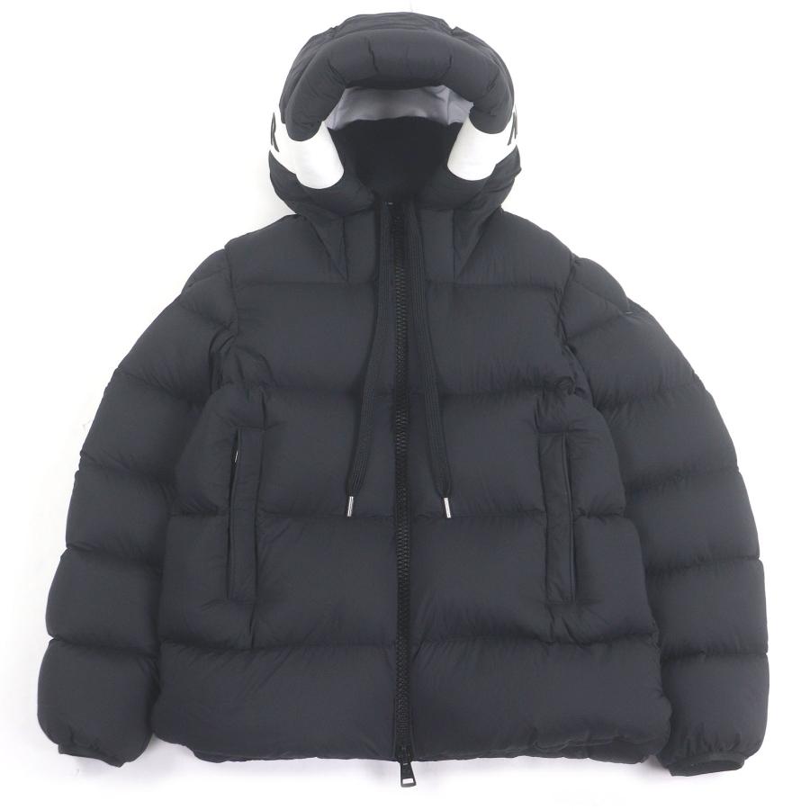 美品□MONCLER モンクレール 21-22AW ODART GIUBBOTTO ロゴ入り フーデッド ダウンジャケット パファージャケット ブラック 1 正規品 MONCLER（モンクレール） 美品□MONCLER 21-22AW ODART GIUBBOTTO ロゴ