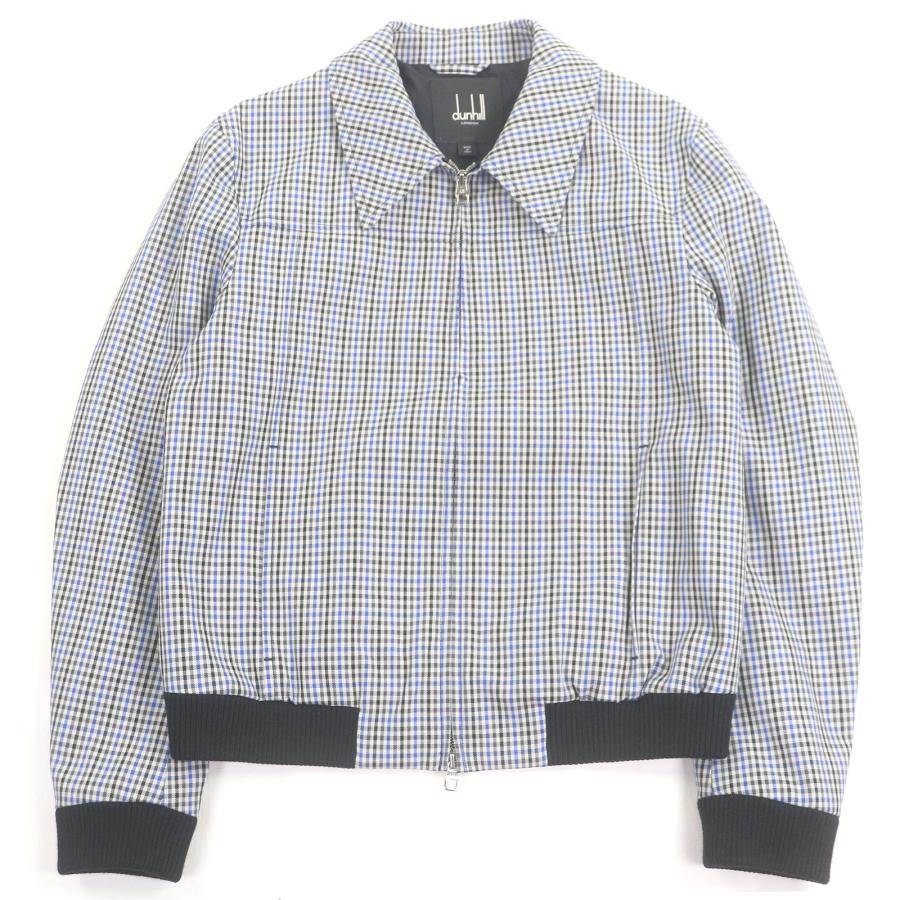 極美品□Dunhill ダンヒル チェック柄 ブルゾン スイングトップ ハリントンジャケット ブルー ブラック M イタリア製 正規品 メンズ dunhill（ダンヒル） 極美品□Dunhill チェック柄 ブルゾン スイング