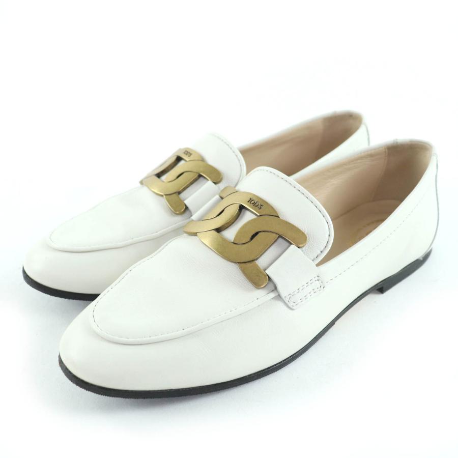 美品☆TOD'S トッズ ケイト ロゴ金具付 レザー シューズ ローファー