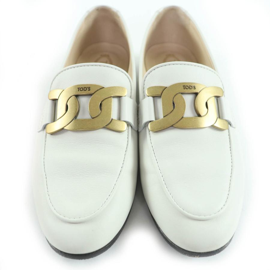 美品☆TOD'S トッズ ケイト ロゴ金具付 レザー シューズ ローファー