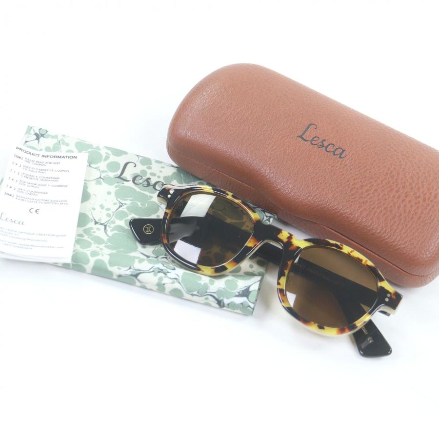 極美品□Lesca Lunetier レスカ ルネティエ BRUT PANTO LIMITED EDTION デッドストック生地使用 イエローデミ柄 サングラス アイウェア ブラウン系 ケース付き メンズ 極美品□Lesca Lunetier レスカ ルネティエ BRUT PANTO LIMITED EDTION
