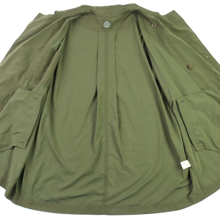 美品△PORTER CLASSIC ポータークラシック ベルト付き ショートレングス ダブル トレンチコート カーキ 3 日本製 正規品 メンズ_2