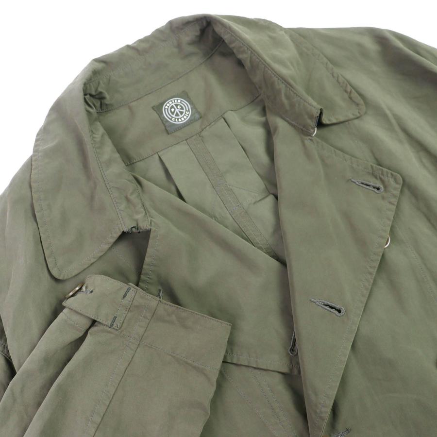 美品△PORTER CLASSIC ポータークラシック ベルト付き ショートレングス ダブル トレンチコート カーキ 3 日本製 正規品 メンズ_3