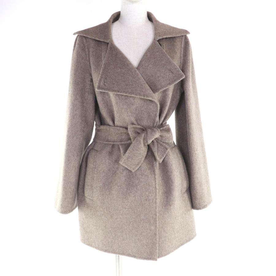 極美品★Max Mara マックスマーラ カシミヤ100％ 白タグ ベルテッドコート アウター ブラウン 42 イタリア製 正規品 レディース Max Mara（マックスマーラ） 極美品☆Max Mara カシミヤ100％ 白タグ