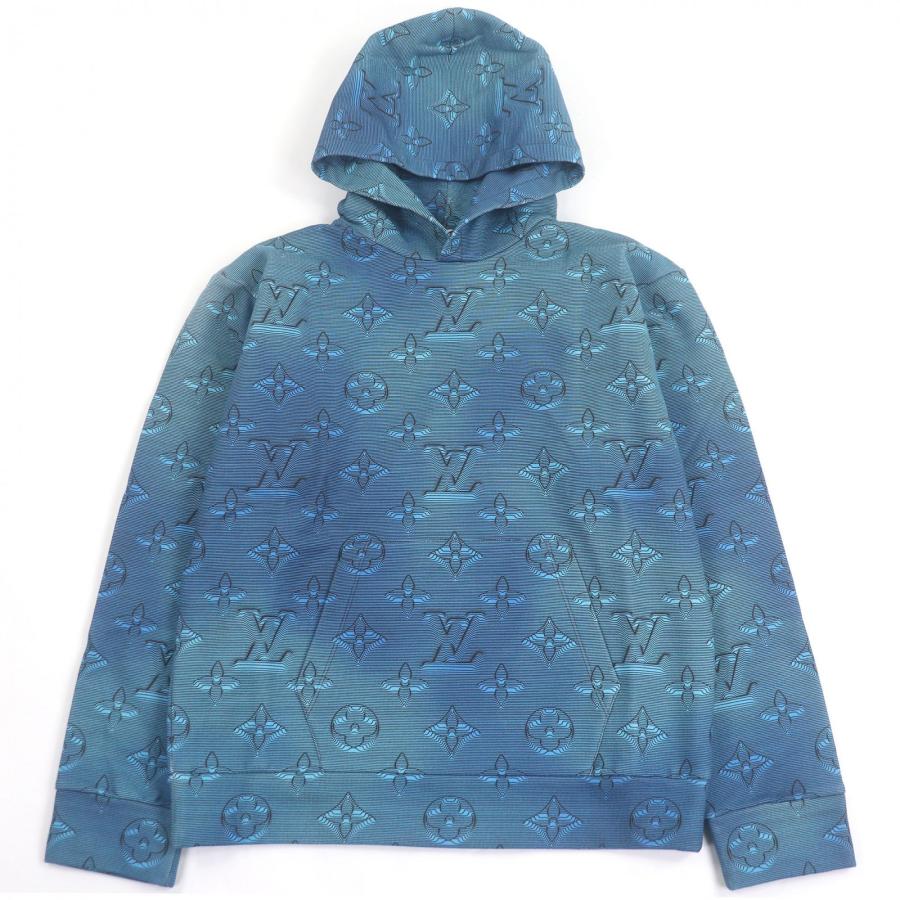 未使用品□LOUIS VUITTON ルイヴィトン 22AW 3Dモノグラム 総柄 プルオーバーパーカー フーディー ライトブルー　L イタリア製 正規品 LOUIS VUITTON（ルイ・ヴィトン） 未使用品□LOUIS VUITTON 22AW 3D