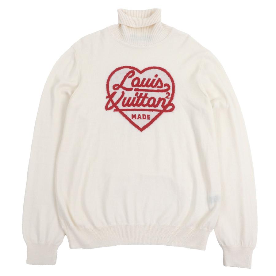 極美品□LOUIS VUITTON NIGO ルイヴィトン ニゴー 22SS インタルシアハートロゴ タートルネックニット アイボリー XL イタリア製 正規品 極美品□LOUIS VUITTON NIGO ルイヴィトン ニゴー 22SS インタルシア