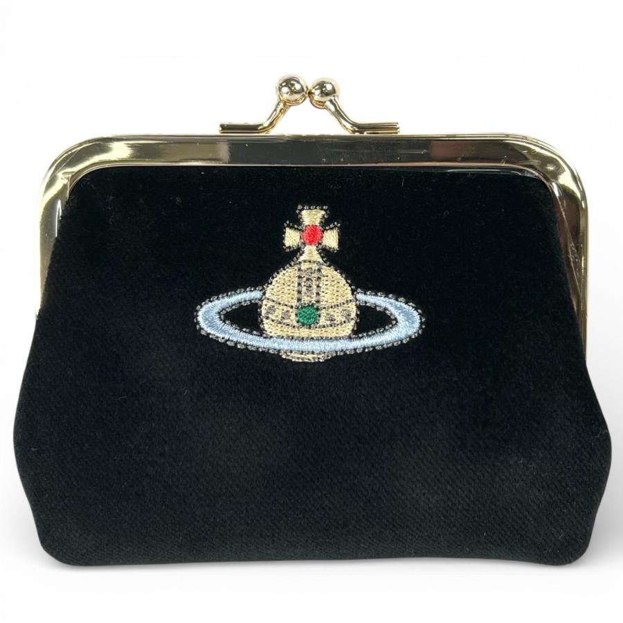 美品✨ ヴィヴィアンウエストウッド がま口　ケース シボ ジョーダン 黒 極美品△Vivienne Westwood ヴィヴィアンウエストウッド ベルベット