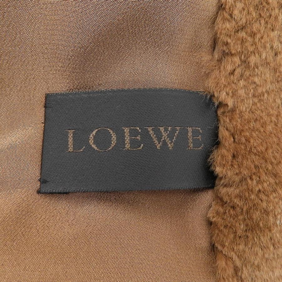 極美品▲LOEWE ロエベ シェアードミンク 裏地シルク100％ アナグラム刺繍 コート ブラウン 38 ハンガー付 イタリア製 正規品 レディース_5