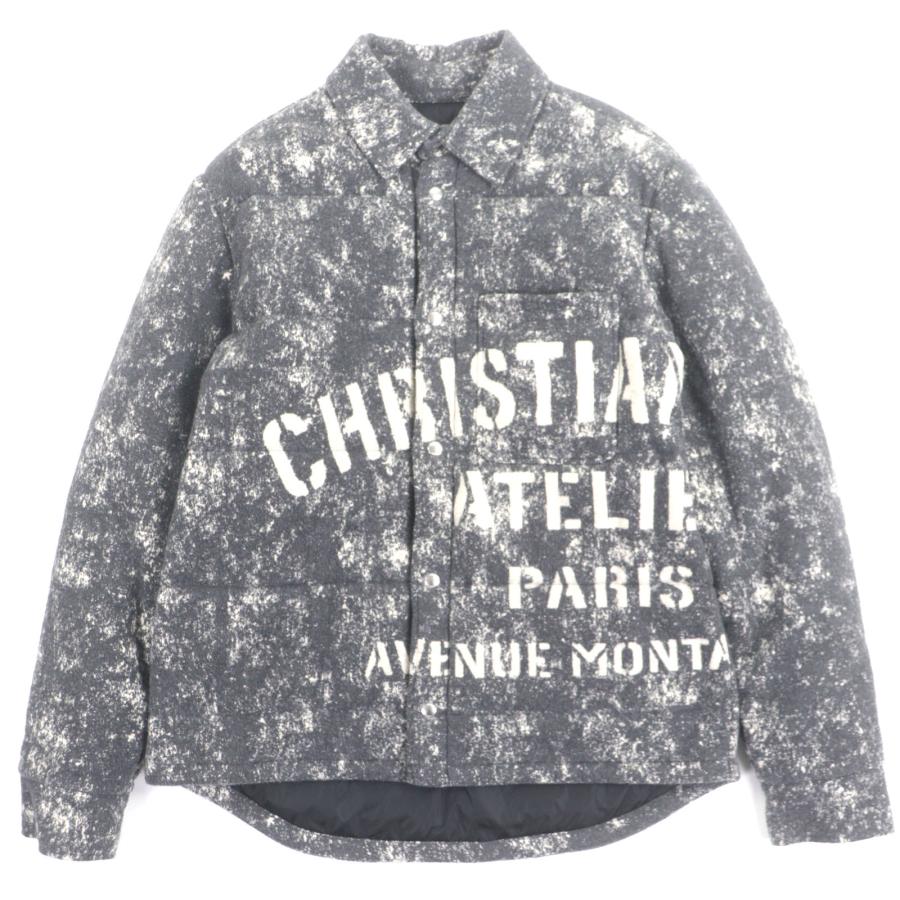 美品▼DIOR ディオール オム 043J502A0664 アトリエ グラフィック パデッド シャツブルゾン ジャケット グレー M 伊製 正規品 メンズ Dior HOMME 美品▽DIOR ディオール オム 043J502A0664 アトリエ