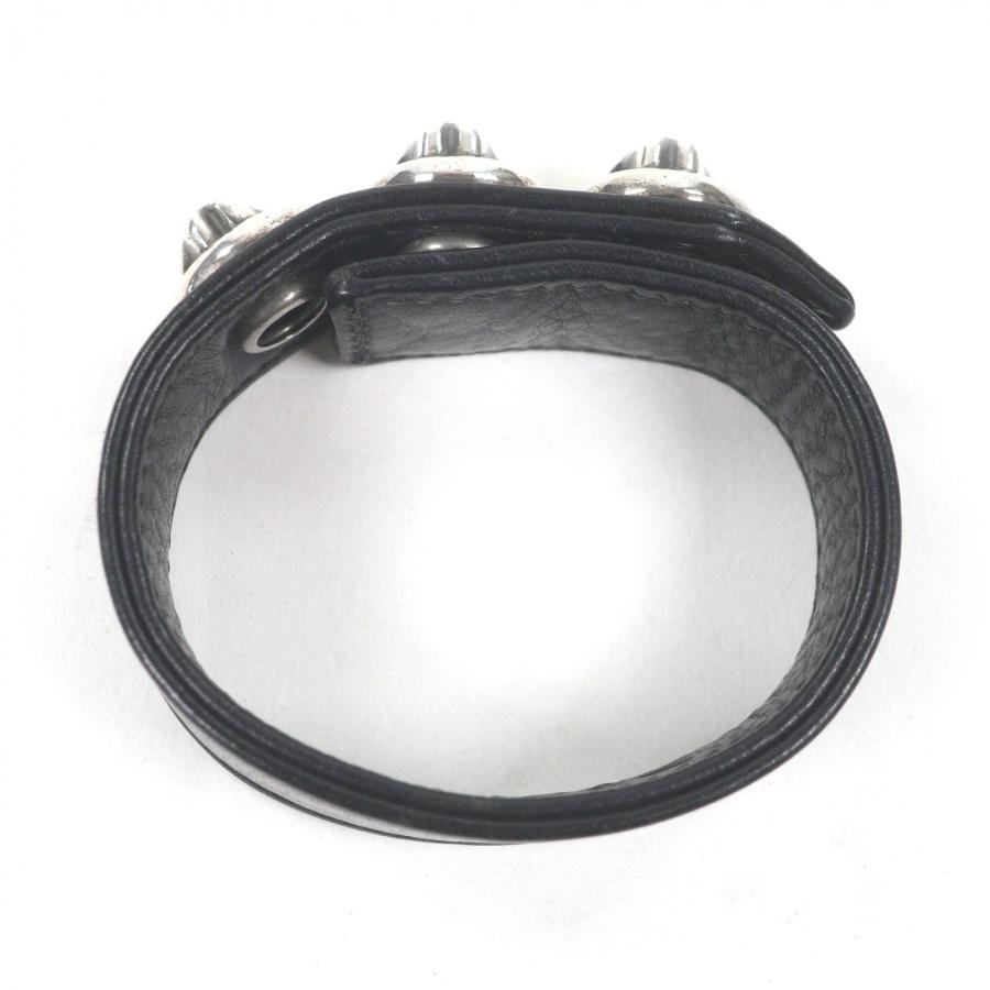 美品□CHROME HEARTS クロムハーツ 3BTN 2SNP SV925 リップアンドタン ローリングストーンズ レザーブレスレット シルバー 総重量51.54g_1