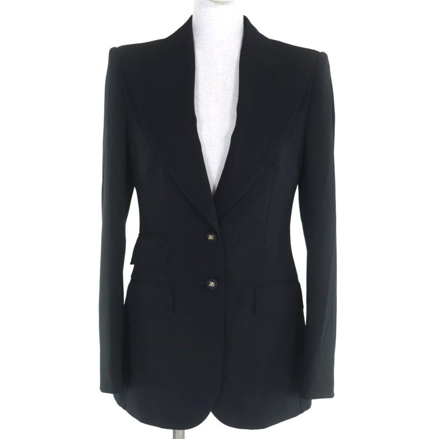 【超美品】DOLCE&GABBANA ブラックベルベット テーラードジャケット 未使用品◇DOLCE&GABBANA ドルチェ＆ガッバーナ F29Z8T ロゴボタン