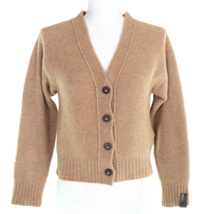 極美△LOUIS VUITTON ルイヴィトン 24SS FQKC13 ヤクウール シルク混 モノグラムボタン Vネック ニットカーディガン ブラウン XS 正規品 LOUIS VUITTON（ルイ・ヴィトン） 極美△LOUIS VUITTON 24SS FQKC13