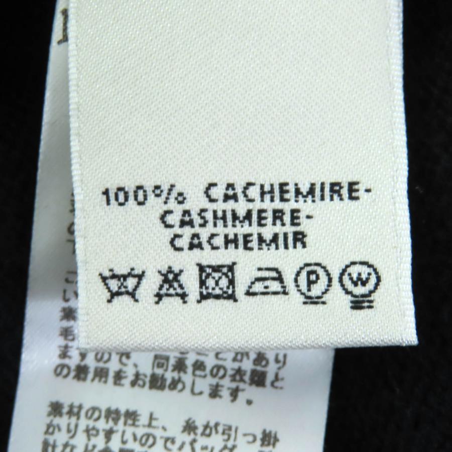 美品◇HERMES エルメス カシミヤ100％ シルバー金具 Hロゴ金具付 Aライン 半袖ニット ワンピース ブラック 42 英国製 正規品 レディースの画像