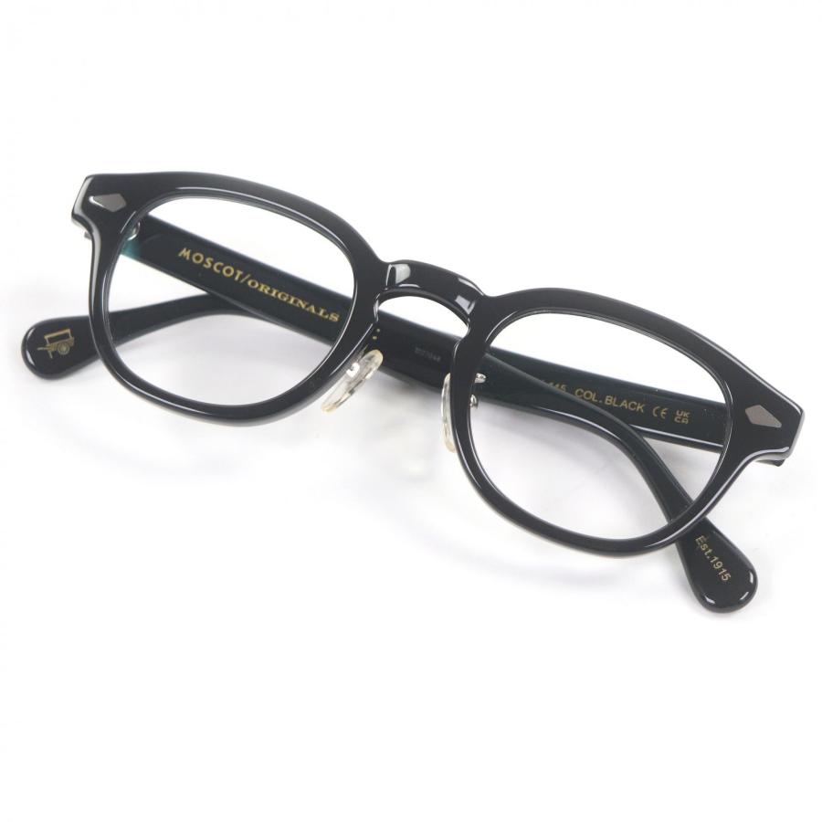 美品□MOSCOT モスコット LEMTOSH ウェリントンフレーム メガネ 眼鏡 アイウェア ブラック 46□24-145 度入り 箱・ケース付き メンズ 美品□MOSCOT モスコット LEMTOSH ウェリントンフレーム メガネ 眼鏡