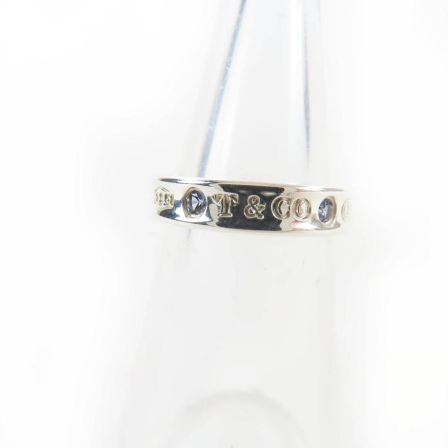 極美品☆TIFFANY&Co. ティファニー 1837 ナロー リング AG925 2Pサファイア 現行品 シルバー JP7号相当 重量3.6g 定価116600円_3