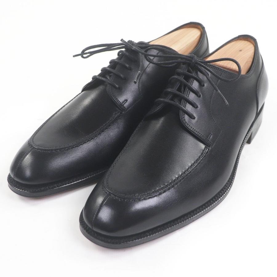 YANKO ブラックレザーシューズ 未使用品□YANKO ヤンコ レザー Uチップ グッドイヤーウェルト製法