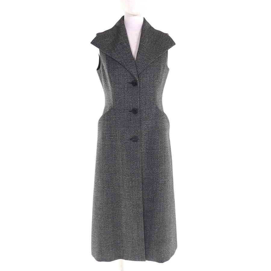 極美品△Christian Dior クリスチャンディオール 951G03A1087 ウール100％ ツイード ロング ジレ ベスト コート グレー系 42 正規品 仏製 極美品△Christian Dior クリスチャンディオール 951G03A1087 ウール