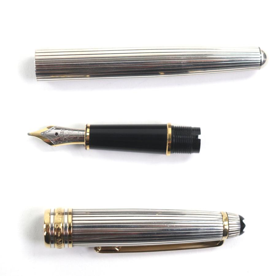 美品▼MONTBLANC モンブラン ソリテール ペン先18K Mニブ ホワイトスター 万年筆 シルバー ゴールド 箱・ケース付き ドイツ製 総重量27.53g メンズ MONTBLANC（モンブラン） 美品▽MONTBLANC ソリテール ペン先18K Mニブ