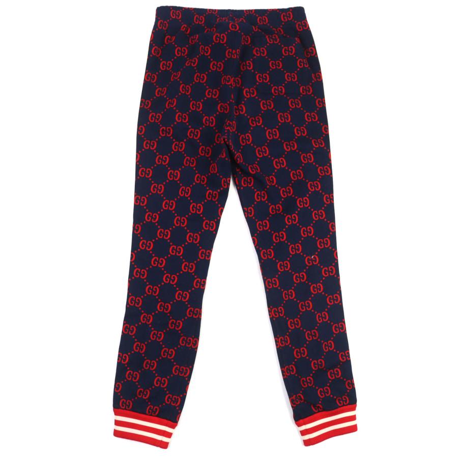 美品△GUCCI グッチ 496920 コットン100％ GGジャガード トラックパンツ スウェットパンツ ネイビー レッド S イタリア製 正規品 メンズ GUCCI（グッチ） 美品△GUCCI 496920 コットン100％ GGジャガード
