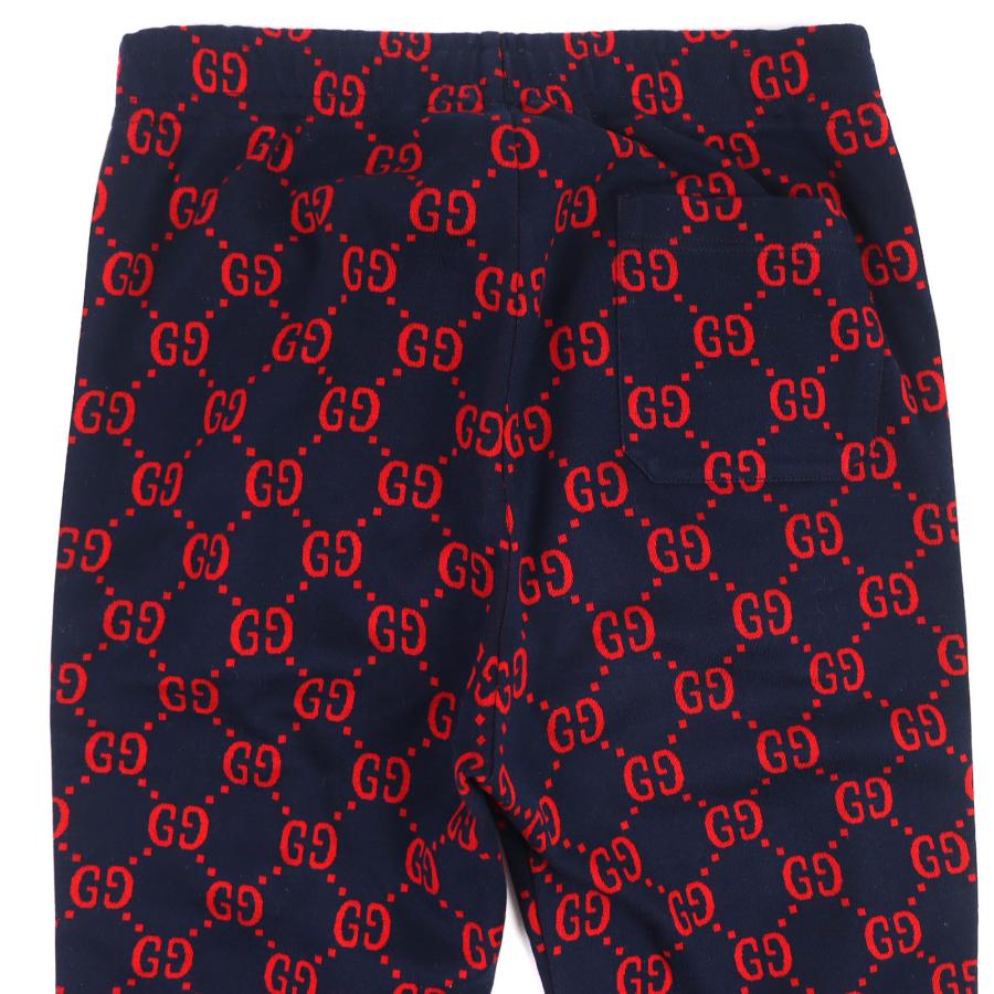美品△GUCCI グッチ 496920 コットン100％ GGジャガード トラックパンツ スウェットパンツ ネイビー レッド S イタリア製 正規品 メンズ GUCCI（グッチ） 美品△GUCCI 496920 コットン100％ GGジャガード