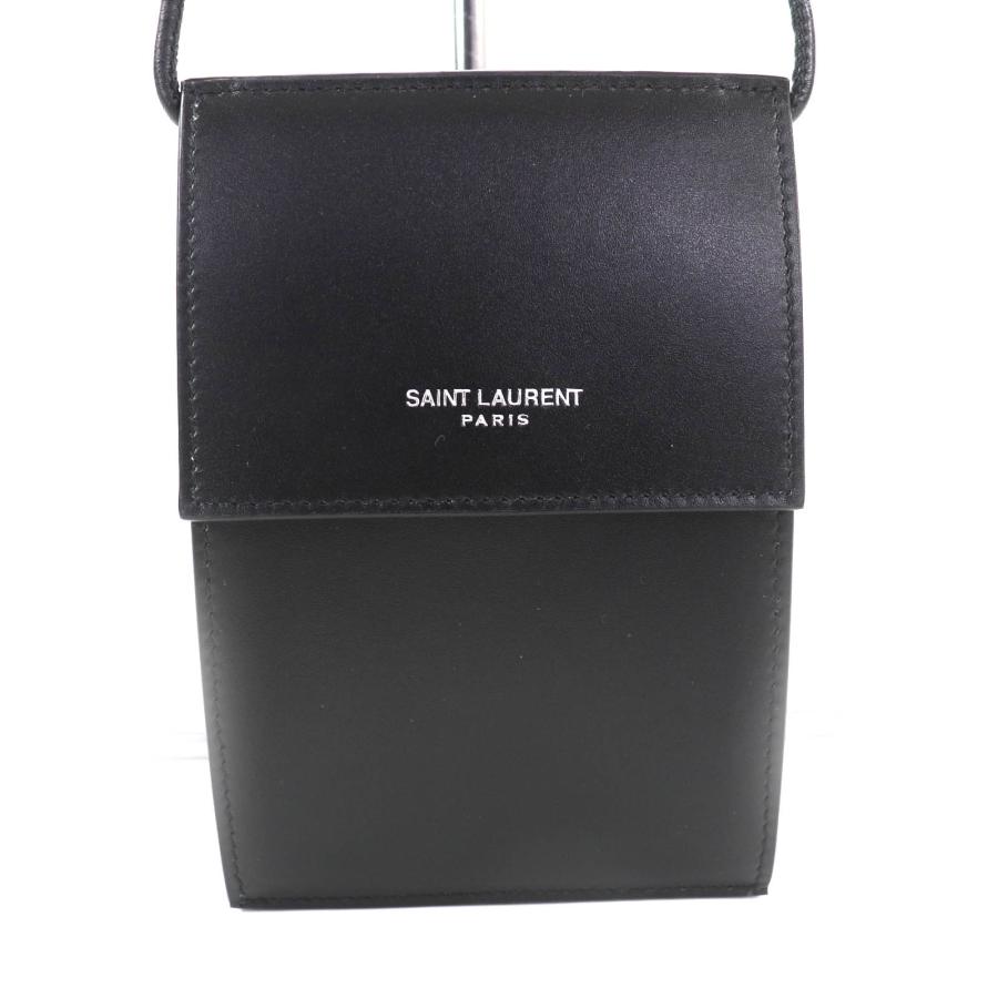 未使用品◇SAINT LAURENT PARIS サンローランパリ 802728 レザー ショルダーポーチ/バッグ ブラック 箱・保存袋付き イタリア製 レディース 未使用品◇SAINT LAURENT PARIS サンローランパリ 802728 レザー