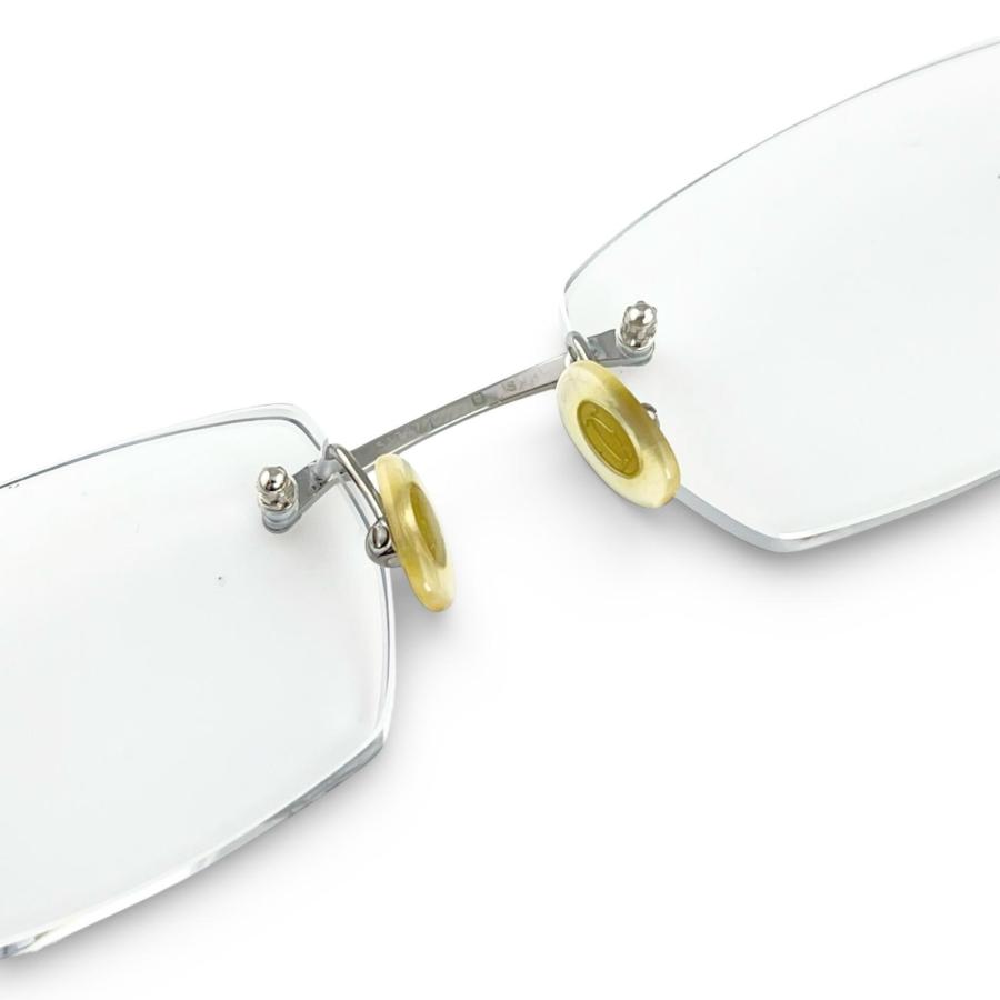極美品▲Cartier カルティエ パンテール ヘアライン ツーポイント リムレス メガネ 眼鏡 アイウェア シルバー □18 135 度入り フランス製 レディース Cartier（カルティエ） 極美品△Cartier パンテール ヘアライン ツー